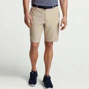 Peter Millar Beige Salem Performance Moisture Wick Ram Embroider Shorts Size 40
